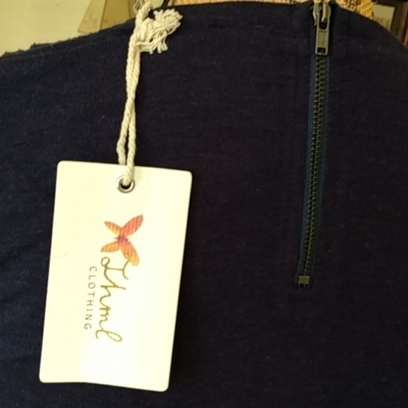 Thml Mixed Media Navy & Cream Panel Blouse NWT - Picture 7 of 11